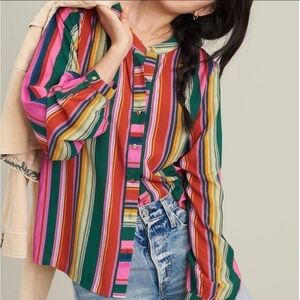 Anthropologie Black London Sarama Striped Buttondown S NWT